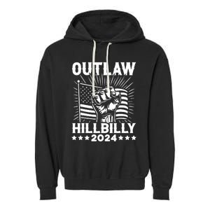 Trump Vance 2024 Donald Trump J.D. Vance Outlaw Hillbilly Garment-Dyed Fleece Hoodie