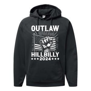 Trump Vance 2024 Donald Trump J.D. Vance Outlaw Hillbilly Performance Fleece Hoodie