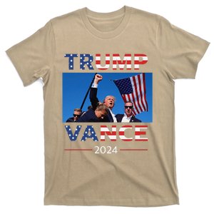 Trump Vance 2024 Usa Flag Fist Pump Election Rally T-Shirt