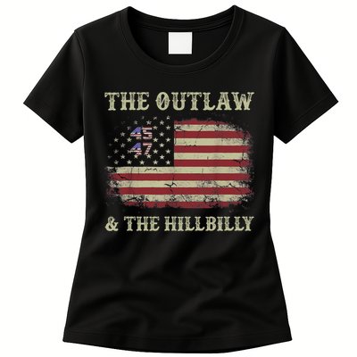 Trump Vance 2024 Donald Trump J.D. Vance Outlaw & Hillbilly Womens T-Shirt