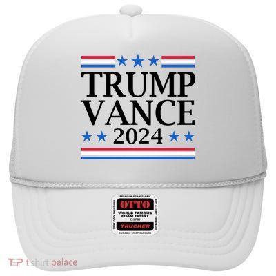 Trump Vance 2024 High Crown Mesh Back Trucker Hat