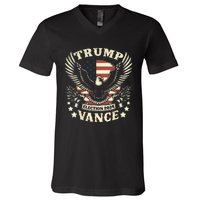 Trump Vance 2024 Vote Trump Retro Vintage Usa Flag Patriotic V-Neck T-Shirt