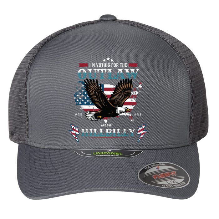 Trump Vance 2024 Donald Trump Jd Vance Outlaw Hillbilly Flexfit Unipanel Trucker Cap