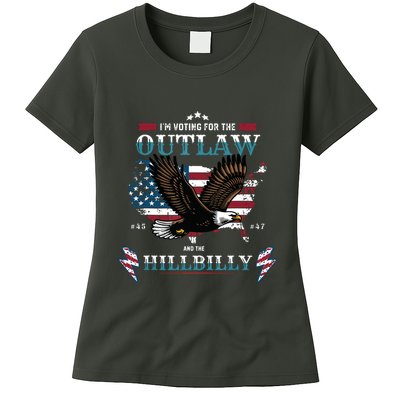 Trump Vance 2024 Donald Trump Jd Vance Outlaw Hillbilly Womens T-Shirt
