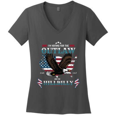 Trump Vance 2024 Donald Trump Jd Vance Outlaw Hillbilly Women's V-Neck T-Shirt