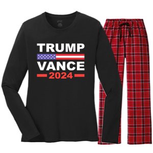 Trump Vance 2024 For President Vp Usa Election Patriotic Women's Long Sleeve Flannel Pajama Set 