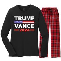 Trump Vance 2024 For President Vp Usa Election Patriotic Women's Long Sleeve Flannel Pajama Set 