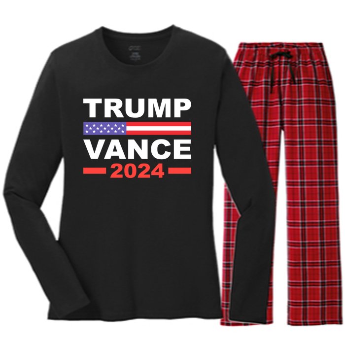 Trump Vance 2024 For President Vp Usa Election Patriotic Women's Long Sleeve Flannel Pajama Set 