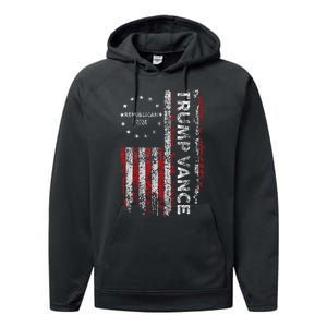 Trump Vance 2024 Us Flag Republican 2024 President Election Performance Fleece Hoodie