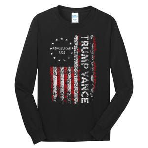 Trump Vance 2024 Us Flag Republican 2024 President Election Tall Long Sleeve T-Shirt