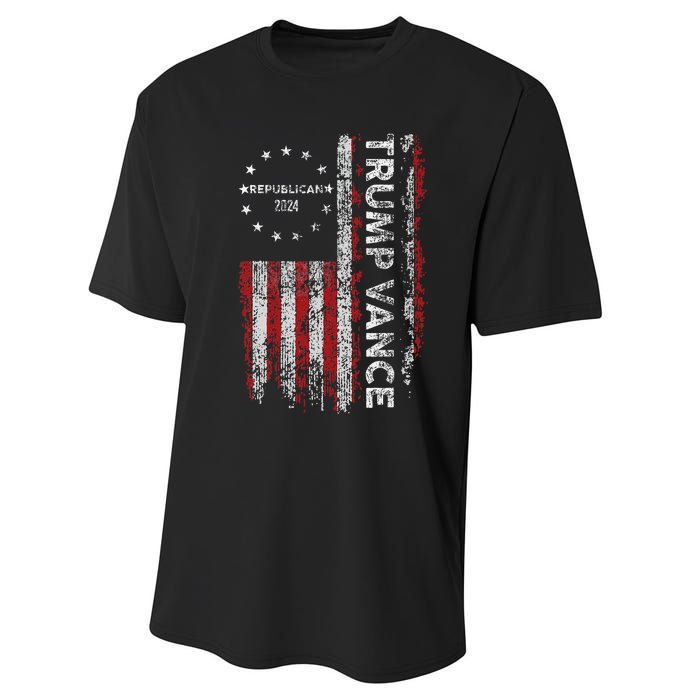 Trump Vance 2024 Us Flag Republican 2024 President Election Performance Sprint T-Shirt