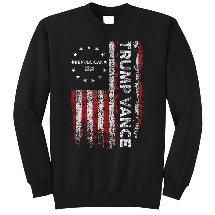 Trump Vance 2024 Us Flag Republican 2024 President Election Tall Sweatshirt