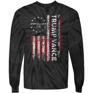 Trump Vance 2024 Us Flag Republican 2024 President Election Tie-Dye Long Sleeve Shirt