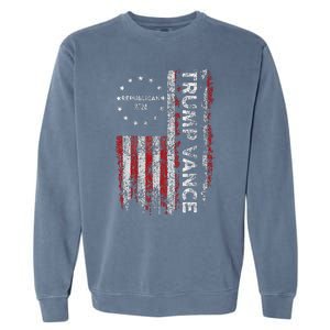 Trump Vance 2024 Us Flag Republican 2024 President Election Garment-Dyed Sweatshirt