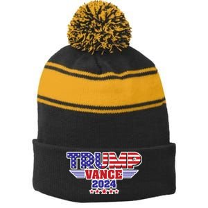 Trump Vance 2024 Stripe Pom Pom Beanie