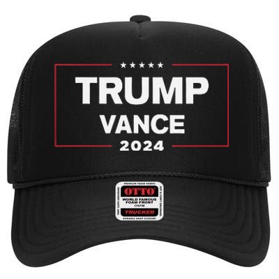 Trump Vance 2024 For President Vp Election Campaign Pocket High Crown Mesh Back Trucker Hat