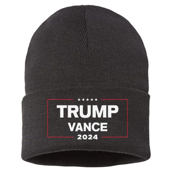 Trump Vance 2024 For President Vp Election Campaign Pocket Sustainable Knit Beanie