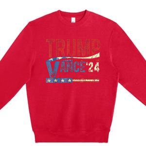 Trump Vance 2024 Retro Stripe Trump Jd Vance Premium Crewneck Sweatshirt