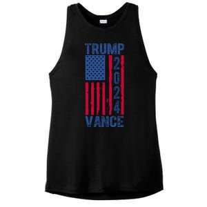 Trump Vance 2024 Election American Flag Ladies PosiCharge Tri-Blend Wicking Tank