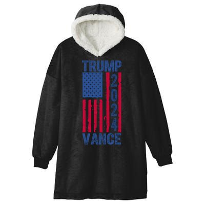 Trump Vance 2024 Election American Flag Hooded Wearable Blanket