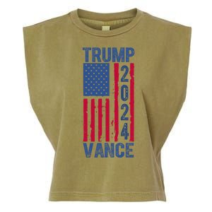 Trump Vance 2024 Election American Flag Garment-Dyed Women's Muscle Tee