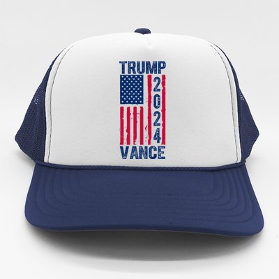 Trump Vance 2024 Election American Flag Trucker Hat