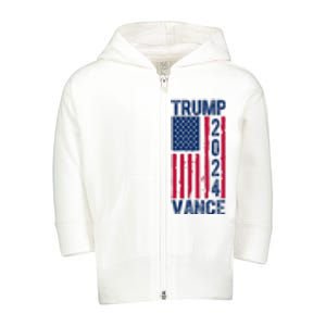 Trump Vance 2024 Election American Flag Toddler Zip Fleece Hoodie