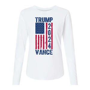 Trump Vance 2024 Election American Flag Womens Cotton Relaxed Long Sleeve T-Shirt