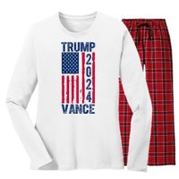 Trump Vance 2024 Election American Flag Women's Long Sleeve Flannel Pajama Set 