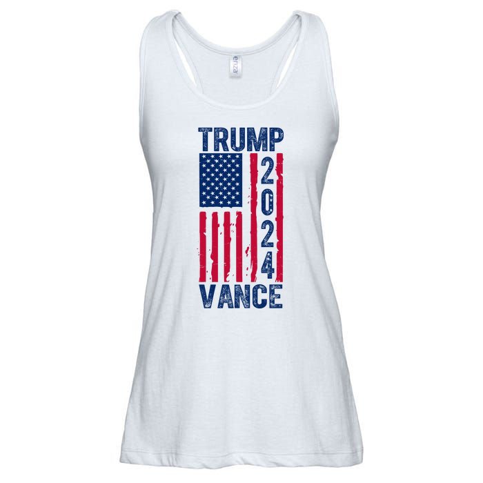 Trump Vance 2024 Election American Flag Ladies Essential Flowy Tank