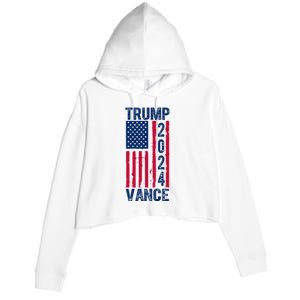 Trump Vance 2024 Election American Flag Crop Fleece Hoodie