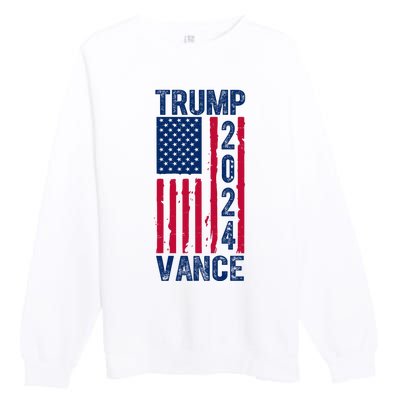 Trump Vance 2024 Election American Flag Premium Crewneck Sweatshirt