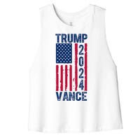 Trump Vance 2024 Election American Flag Women's Racerback Cropped Tank