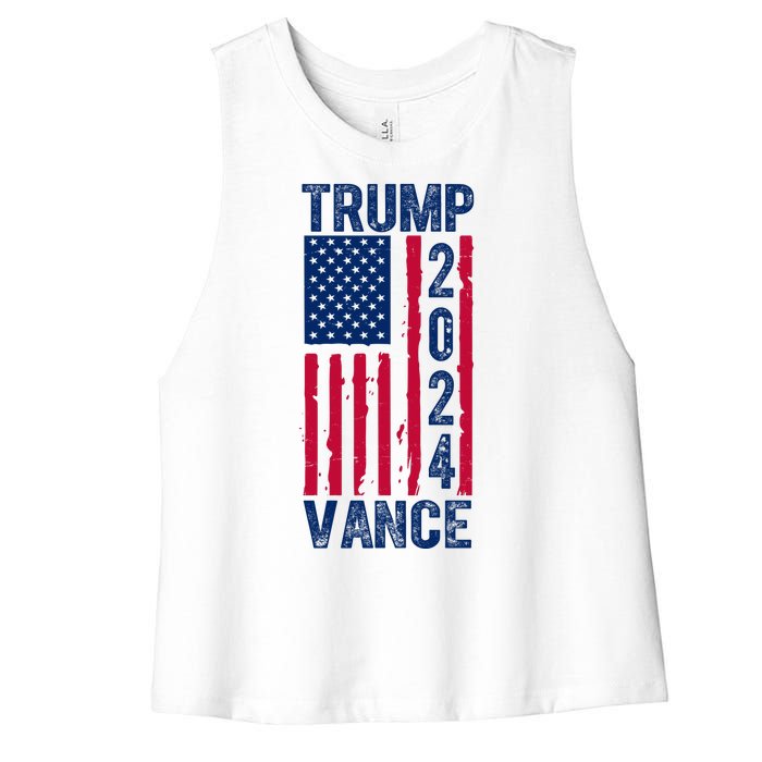 Trump Vance 2024 Election American Flag Women's Racerback Cropped Tank