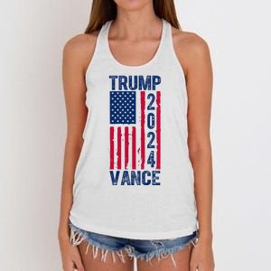 Trump Vance 2024 Election American Flag Women's Knotted Racerback Tank