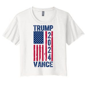 Trump Vance 2024 Election American Flag Women's Crop Top Tee