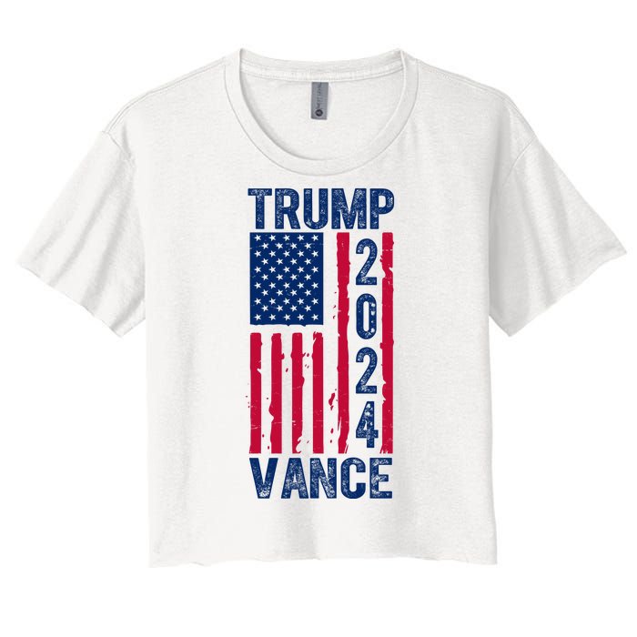 Trump Vance 2024 Election American Flag Women's Crop Top Tee