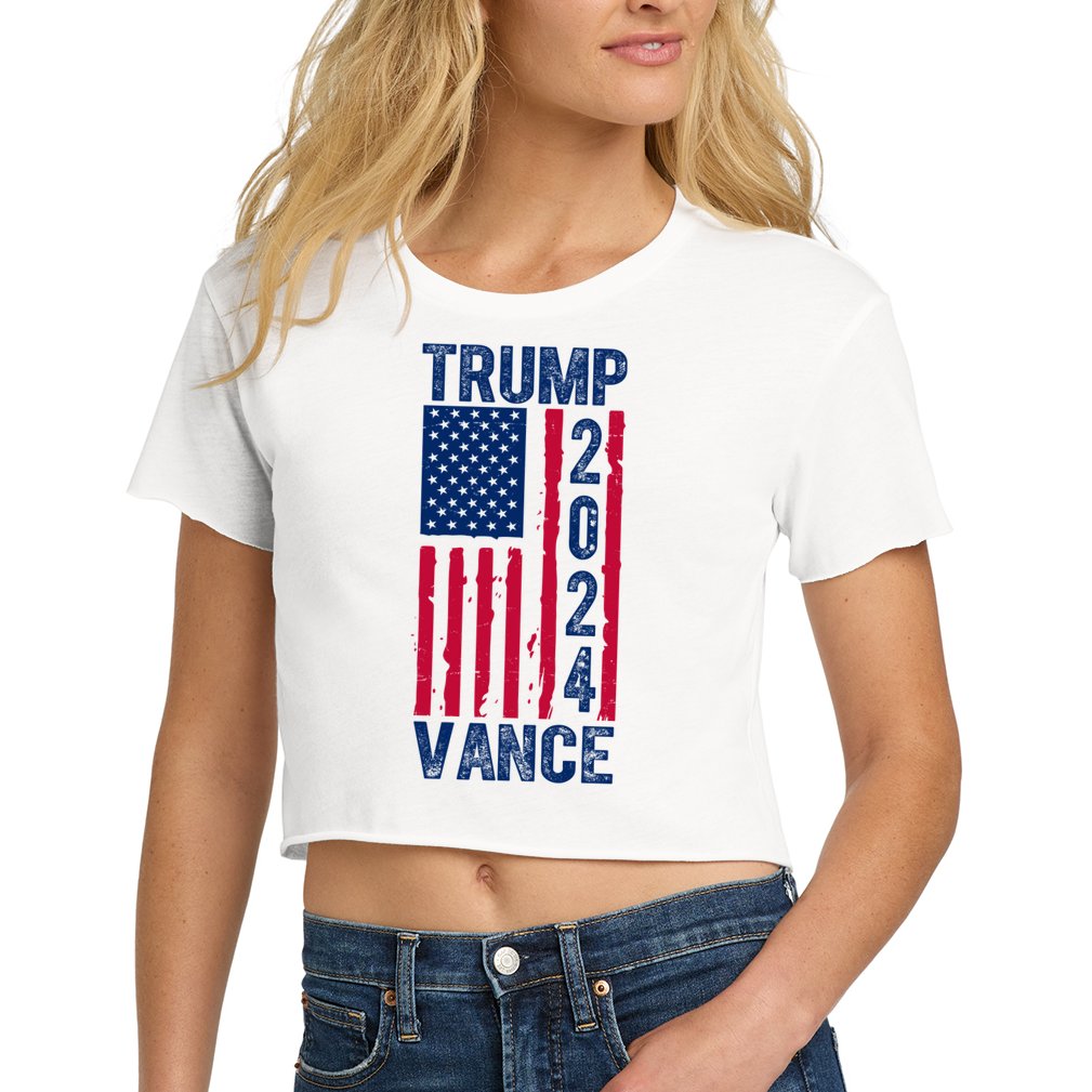 Trump Vance 2024 Election American Flag Women's Crop Top Tee