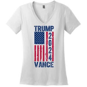 Trump Vance 2024 Election American Flag Women's V-Neck T-Shirt