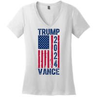 Trump Vance 2024 Election American Flag Women's V-Neck T-Shirt