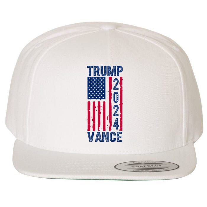 Trump Vance 2024 Election American Flag Wool Snapback Cap