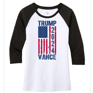 Trump Vance 2024 Election American Flag Women's Tri-Blend 3/4-Sleeve Raglan Shirt