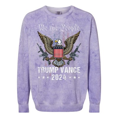 Trump Vance 2024 Us Flag Vintage Election President 2024 Colorblast Crewneck Sweatshirt