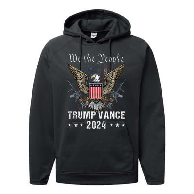 Trump Vance 2024 Us Flag Vintage Election President 2024 Performance Fleece Hoodie