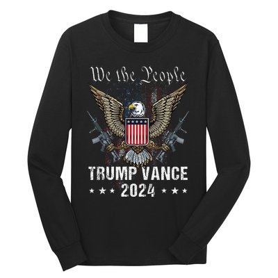 Trump Vance 2024 Us Flag Vintage Election President 2024 Long Sleeve Shirt