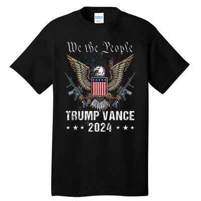 Trump Vance 2024 Us Flag Vintage Election President 2024 Tall T-Shirt