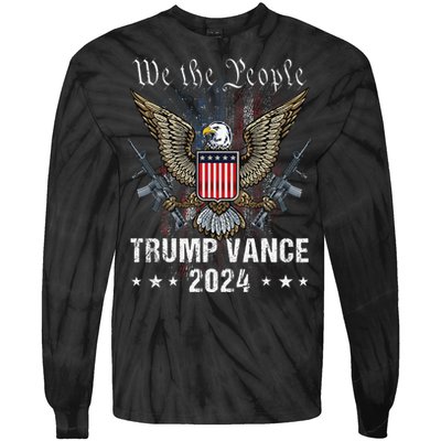 Trump Vance 2024 Us Flag Vintage Election President 2024 Tie-Dye Long Sleeve Shirt