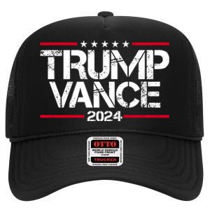 Trump Vance 2024 Election Vice President High Crown Mesh Back Trucker Hat