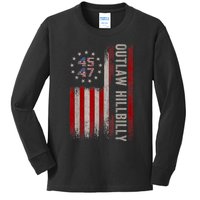 Trump Vance 2024 Donald Trump J.D. Vance Outlaw Hillbilly Kids Long Sleeve Shirt