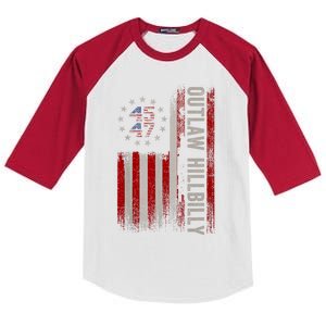 Trump Vance 2024 Donald Trump J.D. Vance Outlaw Hillbilly Kids Colorblock Raglan Jersey